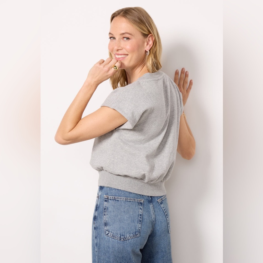 Evereve Gray Short Sleeve Sweatshirt - Picture 2 of 7